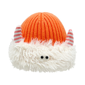 Cute Knitted Beanie With Devil Horns And Fur Trim For Women Winter Warm Hat 56-58CM Wool Material Plush Style - Product Image 3