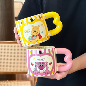 Disney <b>Ceramic</b> <b>Mug</b> With Heart Handle Cartoon Design For Kids And Gifts Spring 2025 - Product Image 1