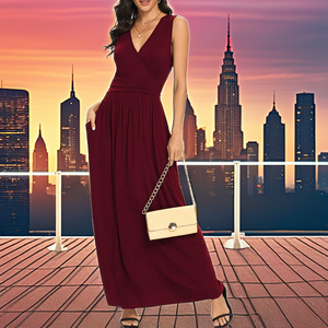 Robes longues de soirée élégantes de luxe pour femmes matures, sans manches, coupe droite, style tunique, décontractées et raffinées, de haute qualité, fabriquées par un fabricant. - Product Image 2