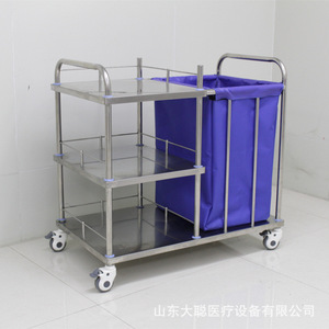 Carrito Médico de Acero Inoxidable 960x550x800mm de 3 Niveles con Bolsa para Residuos, Mobiliario Hospitalario, Diseño Industrial Duradero - Product Image 1
