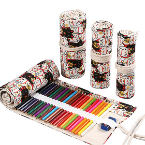 36-Hole Cute Canvas Pen Wrap and <b>Makeup</b> <b>Brush</b> Storage Pencil <b>Case</b> School Supplies Plastic Roll Pencil Bag Pouch <b>Case</b> - Product Image 2