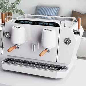 Mesin kopi komersial tiga ketel cepat, pembuat mesin kopi espreso otomatis Italia elektrik cerdas dengan sistem air panas