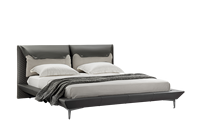 Lit minimaliste italien, lit en cuir et tissu de luxe léger, lit double moderne et simple pour chambre principale