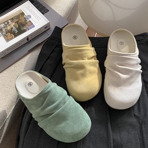 <span class=keywords><strong>Mules</strong></span> décontractées pour <span class=keywords><strong>femme</strong></span>, style printemps rétro, à bout fermé, polyvalentes pour l'extérieur, nouvelle collection 2026, à enfiler, plissées, en PU et caoutchouc - Product Image 1