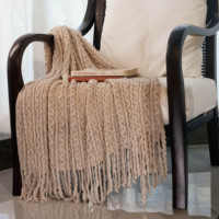Vente en gros, couverture super douce en tricot pour canapé, chaise, canapé, oreille de blé solide pour canapé, lit, voyage