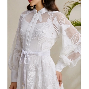 Abbigliamento di fabbrica all'ingrosso 2025 autunno nuovo vestito elegante manica a lanterna monopetto ricamato ampia gonna altalena - Product Image 4