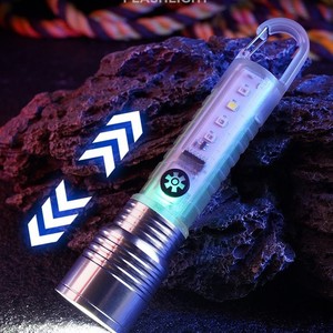 Keychain <b>Flashlight</b> <b>Led</b> Aluminum Alloy Body Push Button Switch Flood Beam Blacklight Camping Portable Mini Multi Function Light - Product Image 1
