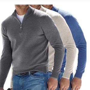 2025 pour <span class=keywords><strong>Amazon</strong></span> automne Collection hommes décontracté col en v laine <span class=keywords><strong>peluche</strong></span> fermeture éclair pour polo à manches longues Station indépendante conception - Product Image 4