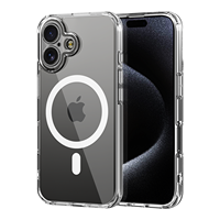 Vente en gros étui magnétique transparent pour iPhone 16 Pro 15 14 Pro Max Anti-choc Crystal TPU PC Fine-Hole Mobile Phone Cases