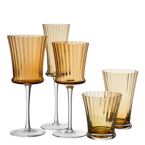SAMYO Elegant Vintage Long Stem Gerippter Weißwein Champagner Becher Glas Bernstein farbenes kunden spezifisches Weinglas - Product Image 2