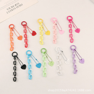 Creative Heart Keychain Pendant Fresh Colorful Open <b>Ring</b> Chain Accessories Earphone Case <b>Couple</b> Decoration - Product Image 1