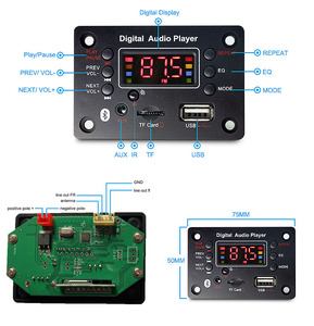 Không dây 5.0 5V/12V MP3 WMA giải mã âm thanh xe hơi USB TF <span class=keywords><strong>FM</strong></span> Radio module với cho AUX Màn hình màu và điều khiển từ xa - Product Image 4
