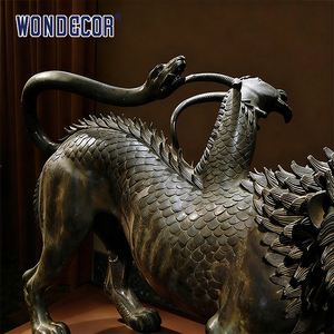 Décoration de jardin, sculpture classique grandeur nature Arezzo, Chimère en cuivre, <span class=keywords><strong>statue</strong></span> <span class=keywords><strong>étrusque</strong></span> - Product Image 4