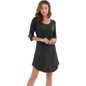 Vente en gros de chemises de nuit pour femmes à manches 3/4, vêtements de nuit en viscose de bambou rafraîchissante, taille S-4X - Product Image 6