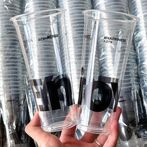 Gobelets en plastique transparent PP de 24 oz avec logo personnalisé Beon, pour thé au lait, jus, boba, à emporter, jetables, avec joint d'étanchéité - Product Image 1
