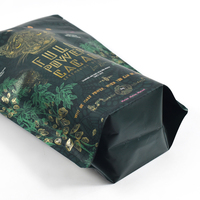Sachet Doypack Personnalisé Doré Mat avec Fermeture Zip Refermable pour 1kg de Café et Poudre de Cacao, Qualité Alimentaire, Imprimé