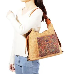 Womens Large Capacity Tote Bag Vegan Cork Leather Underarm Bag And Crossbody Purses Women Shoulder Bag