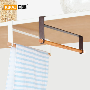 Ganchos para gabinetes Ripai, 6 ganchos, barra de madera sin taladro, organizador de almacenamiento de cocina para utensilios y toallas - Product Image 3