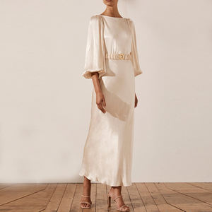 <span class=keywords><strong>Abito</strong></span> Casual da Donna Elegante Estivo in Raso <span class=keywords><strong>con</strong></span> <span class=keywords><strong>Maniche</strong></span> <span class=keywords><strong>a</strong></span> <span class=keywords><strong>Palloncino</strong></span> e Cintura, Vendita all'Ingrosso Personalizzata - Product Image 2