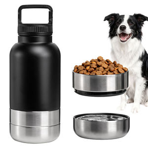 Bouteille d'eau pour chien en acier inoxydable personnalisée de 32 oz, 3 en 1, distributeur de nourriture de voyage pour le camping en plein air, bouteille d'eau pour animaux de compagnie durable et portable - Product Image 1