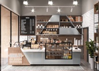 Professionnel Unique Écologique Bois Café Boutique Intérieur Kiosque à Café Design Meubles de Café Vente en Gros