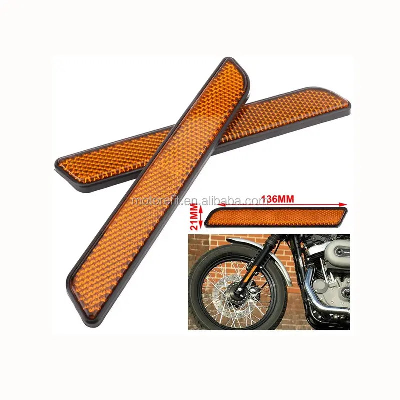 Refletor de garfo frontal para motocicleta rts, 2 peças 136*21mm para cano inferior, deslizante de peça harley dynasoftail sportster 883 1200 fat boy