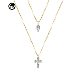 r 925 Silver Necklace for Ladies 3x6mm Marquise Cut 2mm Moissanite <b>Cross</b> Necklace - Product Image 1