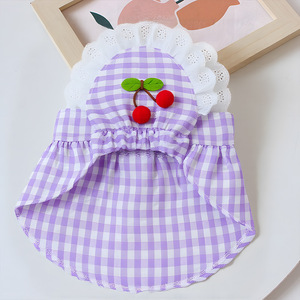 Vestido Morado a Cuadros para Perro, con Cuello Halter y Falda, Atuendo Veraniego Adorable para Razas Pequeñas como Teddy, Bichón, Pomerania y Maltés - Product Image 4