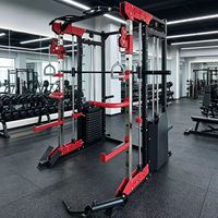 Machine Smith multifonctionnelle avec pile de poids de 150 kg, entraîneur fonctionnel, tube en acier inoxydable de 50x70 mm pour la maison et les exercices de triceps