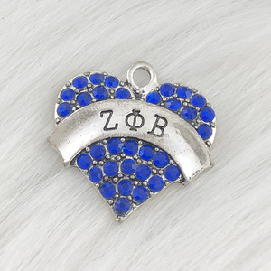 Charmes de sororité de luxe pour collier Bracelet Zeta Phi Beta Finer 1920 lettres grecques ZPB trois couleurs pendentifs breloque <span class=keywords><strong>en</strong></span> forme de coeur - Product Image 2