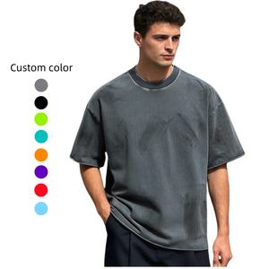 เสื้อยืดแฟชั่นสตรีทแวร์ทรงโอเวอร์ไซส์สไตล์วินเทจ ย้อมสีแบบแอซิดวอช ผ้าฝ้าย 100% ระบายอากาศได้ดี น้ำหนัก 300 กรัม รุ่น TKAN681D ผลิตตามสั่งจากโรงงาน สำหรับผู้ชาย - Product Image 1