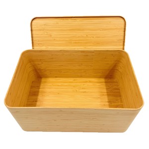กล่องขนมปังไม้ไผ่ สีไม้ธรรมชาติ ฝาเปิด-ปิด ภาชนะเก็บของในครัว - Product Image 2