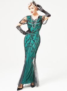 Vente en gros de costumes pour femmes de style années 1920, robe à franges en sequins rouges, style Art Déco, tenue de scène pour la <span class=keywords><strong>danse</strong></span> Gatsby, multicolores - Product Image 5