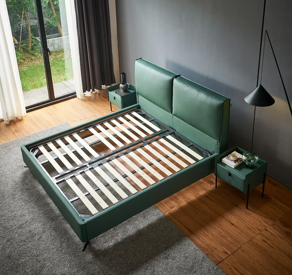 Conjunto de cama de villa de estilo contemporâneo OEM ODM com ripas sólidas resistentes e modulares extensíveis, refrigeração reclinável e características giratórias