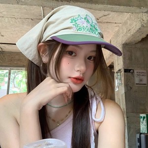 Casquette de baseball beige avec bord vert, séchage rapide, respirante, protection solaire pour activités de plein air, chapeau pour femme - Product Image 3