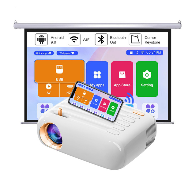 Cheap T3W LCD Portable Mini Projector Full HD 1080P LED Android 5500 Lumens HIFI Stereo Screen Mirroring WiFi Home
