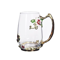 Verres à bière en verre réutilisables et écologiques de 300-400 ml avec poignée, design contemporain pour la maison, les cafés et les occasions de remise de diplôme (vente en gros)