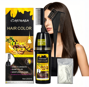 Shampoo colorant capillaire noir 3 en 1 au ginseng avec peigne, crème colorante pour <span class=keywords><strong>cheveux</strong></span> gris pour hommes et femmes - Product Image 1