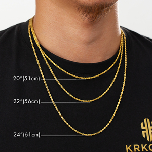 Collier et bracelet hip-hop en acier inoxydable 316L KRKC, plaqué or véritable 18 carats, chaînes torsadées pour hommes, colliers pour femmes - Product Image 6