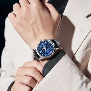 Di lusso di alta qualità orologio da uomo in pelle impermeabile al quarzo orologi da uomo sportivi uomini d'affari guardare con giorno settimana - Product Image 4