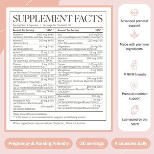 Cápsulas Multivitamínicas Veganas Prenatales en Oferta, Refuerzo Inmunológico, Equilibrio Hormonal con Ácido Fólico y Vitamina C para Adultos - Product Image 2