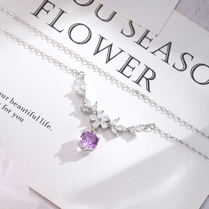 Collier de fleurs de glycine en pierre naturelle, coupe ronde de 6mm, en argent Sterling 925, bijoux en cristal coloré, pour cadeau d'anniversaire, 9 pièces - Product Image 5