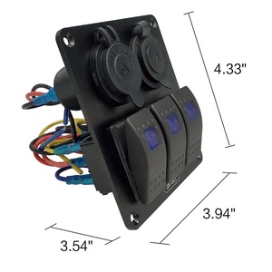 Amomd RV CE 12V DC Sistemas eléctricos de automóviles <span class=keywords><strong>Interruptor</strong></span> basculante de 3 bandas con enchufe <span class=keywords><strong>USB</strong></span> dual Panel de combinación de enchufe de encendedor de cigarros de coche - Product Image 5
