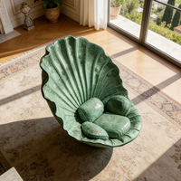 Fauteuil Coquille Moderne de Luxe en Velours Confortable pour Salon et Chambre à Coucher