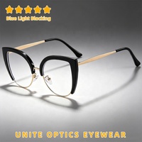 Dernières tendances de la mode féminine, montures optiques œil de chat, lunettes de vue personnalisées anti-lumière bleue pour femmes