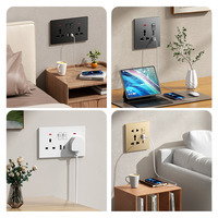KESHIQI 86 Type Plastique PC Gris Ultra Mince 13A/10A Prise Murale Moderne Standard UK pour Usage Domestique et Hospitalier