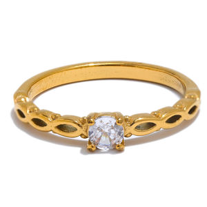 Alta Qualidade 18K Ouro PVD <span class=keywords><strong>Darry</strong></span> Anel Fino Bohemian Zircônio Aço Inoxidável das Mulheres Boho Diamond Cluster Anéis Direto - Product Image 1