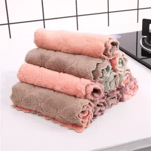 Super Absorbent Rag Kitchen Cleaning 16*27 cm Cloth Double layer Coral Fleece Dish Towel Dish Cloth Kitchen Rag Gadgets