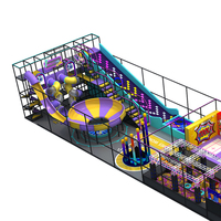 Peralatan Bermain Lunak Dalam Ruangan Komersial, Taman Trampolin Dalam Ruangan Bertema Dunia Permainan dengan Perosotan dan Kolam Busa untuk Pusat Perbelanjaan