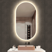 Espejo de Baño Ovalado con Retroiluminación LED y Control Táctil para Hotel, Vestidor, Decoración del Hogar, Venta al por Mayor